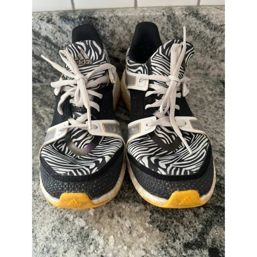 adidas PureBoost X Running Shoes Womens 8 Zebra Print Black Yellow Good BB4969